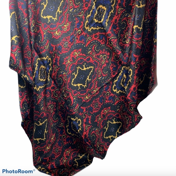 Wyoming Traders Wild Rag Red Yellow Paisley 100% Silk Western Scarf 34.5" - Picture 2 of 2